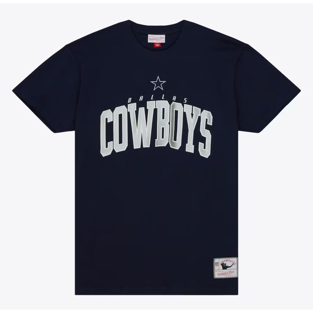 Mitchell‎ & Ness Navy Dallas Cowboys Team Name Arch T-Shirt Men's Size Small NWT